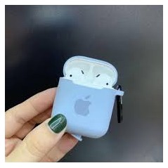 JBP Silicon case silikonový kryt+ karabinka+logo pre Apple Airpods svetlejšia modrá