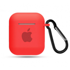 JBP Silicon case silikonový kryt+karabinka+logo pre Apple Airpods 2 červená