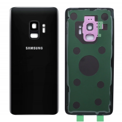 Battery Door+Battery Door Adhesive+black camera lens and Samsung S9 black without